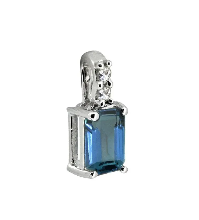 YoTreasure Necklaces 058 Ct London Blue Topaz White Zircon Solid 925 Sterling Silver Chain Pendant Jewelry