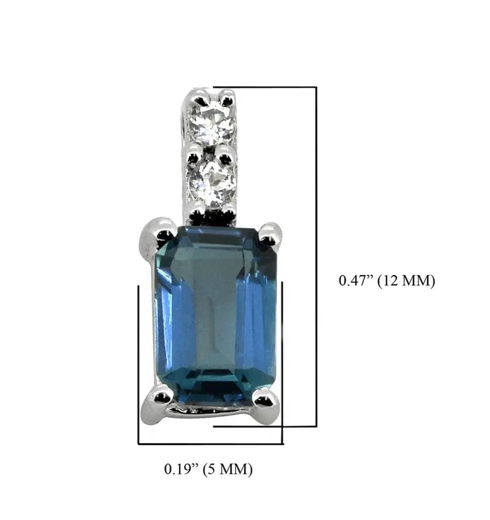 YoTreasure Necklaces 058 Ct London Blue Topaz White Zircon Solid 925 Sterling Silver Chain Pendant Jewelry