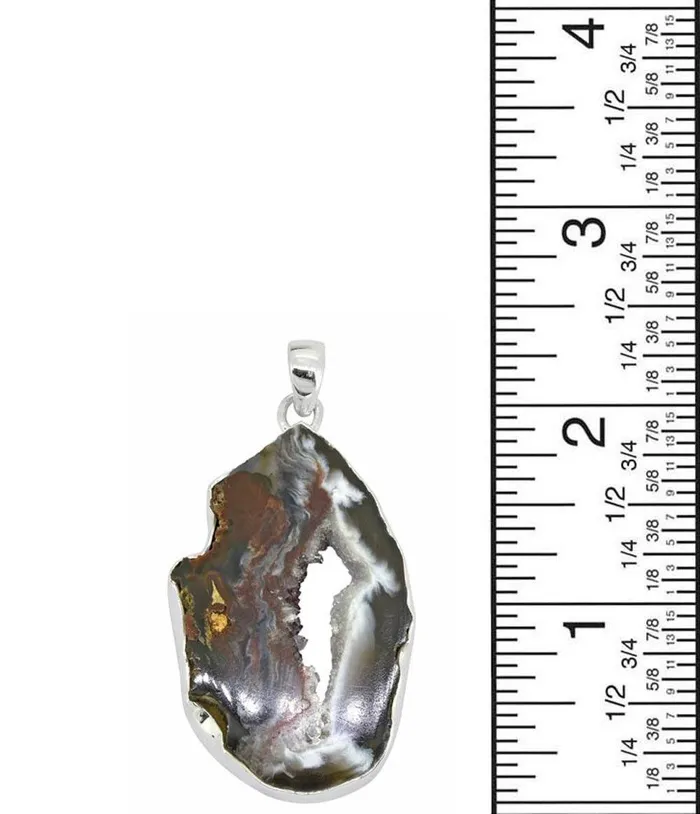 YoTreasure Necklaces Coconut Geode Druzy Solid 925 Sterling Silver Pendant Necklace