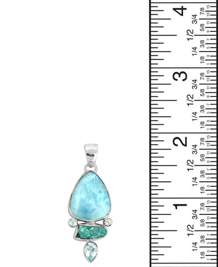 YoTreasure Necklaces Larimar Blue Topaz Solid 925 Sterling Silver Pendant Necklace