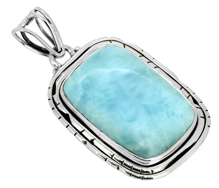 YoTreasure Necklaces Larimar Solid 925 Sterling Silver Pendant Necklace with 18 Chain