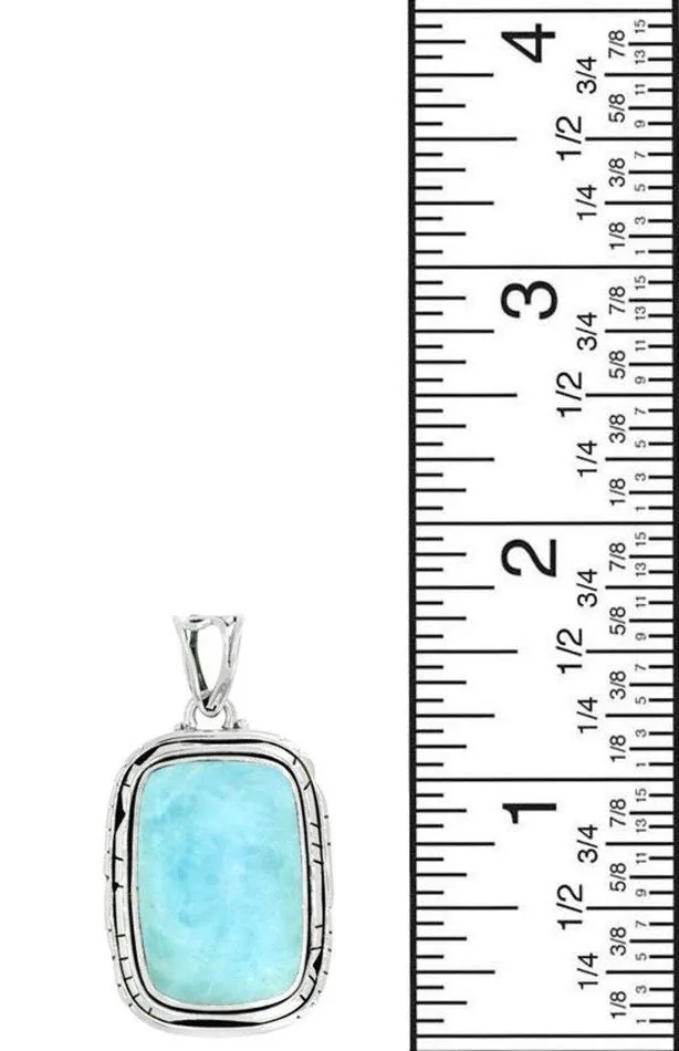 YoTreasure Necklaces Larimar Solid 925 Sterling Silver Pendant Necklace with 18 Chain