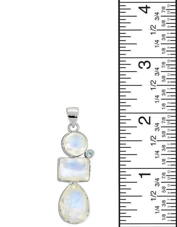 YoTreasure Necklaces Moonstone Blue topaz Solid 925 Sterling Silver Pendant Necklace