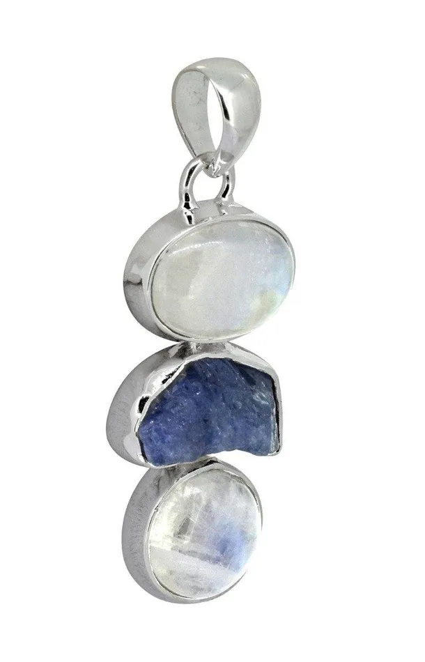 YoTreasure Necklaces Rainbow Moonstone Solid 925 Sterling Silver Pendant Necklace