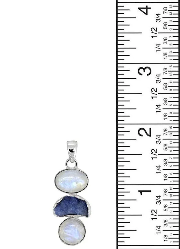 YoTreasure Necklaces Rainbow Moonstone Solid 925 Sterling Silver Pendant Necklace