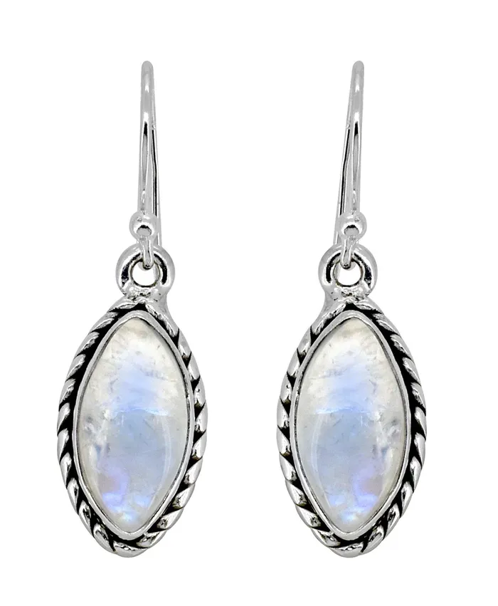 YoTreasure Rainbow Moonstone Solid 925 Sterling Silver Dangle Earrings Jewelry Earrings