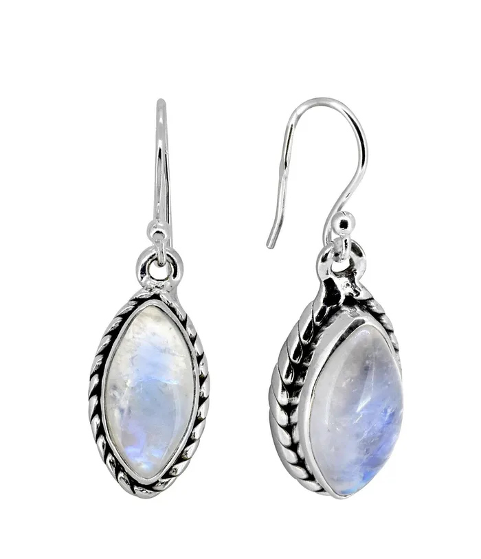 YoTreasure Rainbow Moonstone Solid 925 Sterling Silver Dangle Earrings Jewelry Earrings