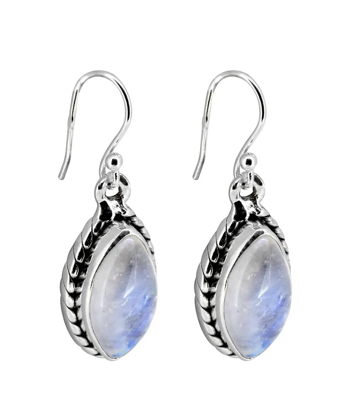 YoTreasure Rainbow Moonstone Solid 925 Sterling Silver Dangle Earrings Jewelry Earrings