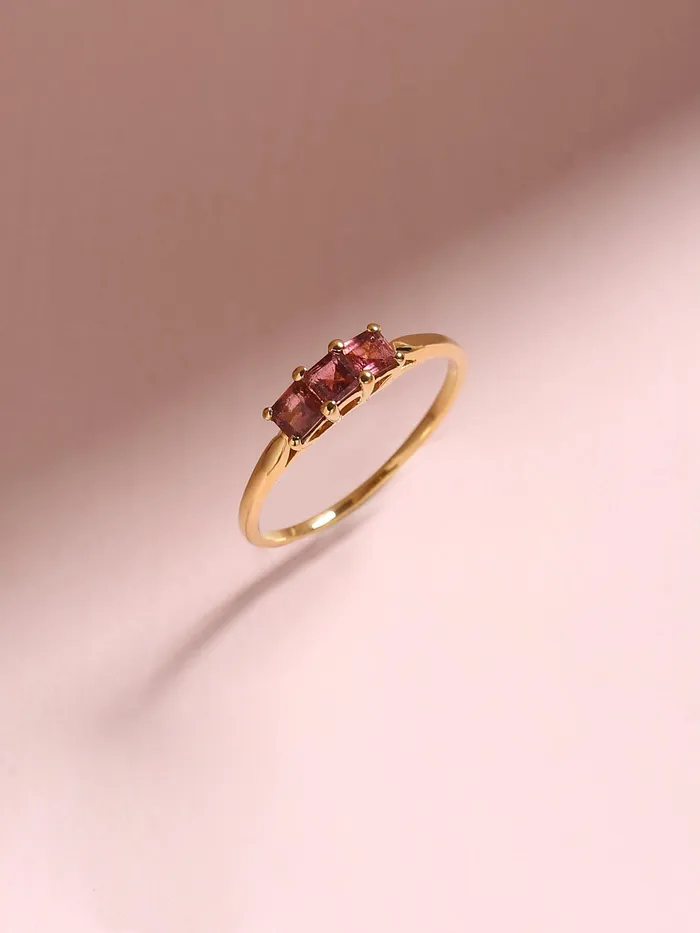 YoTreasure Rings 045 Ct Tourmaline Solid 10k Yellow Gold Band Ring Jewelry