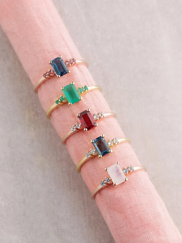 YoTreasure Rings 077 Ct London Blue Topaz Pink Tourmaline Solid 10k Rose Gold Ring