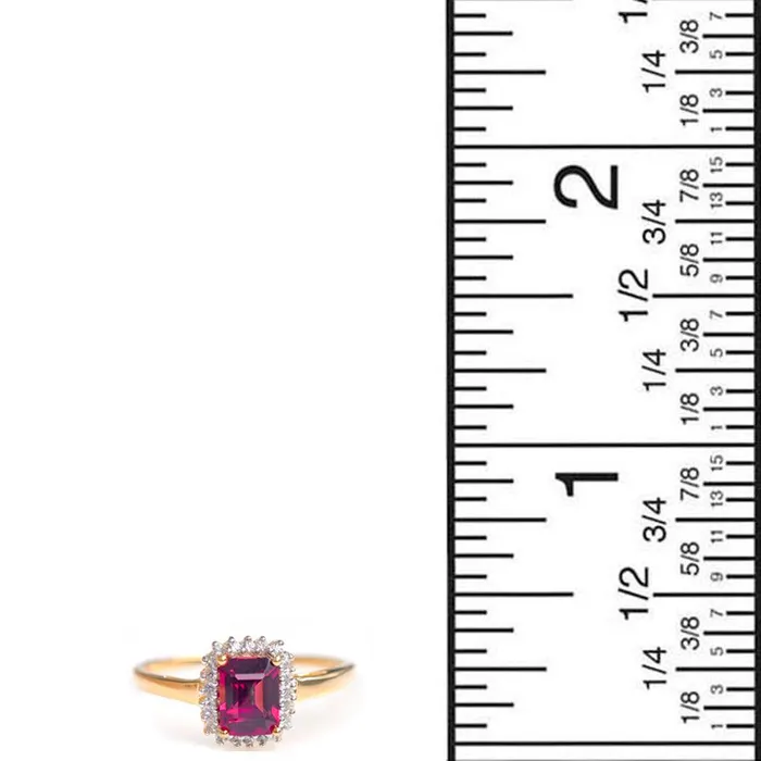 YoTreasure Rings 122 Ct Rhodolite Garnet White Topaz Solid 10k Yellow Gold Ring Jewelry