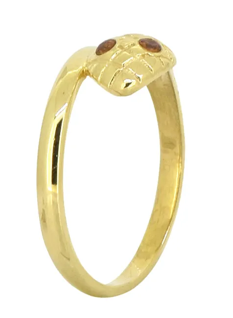 YoTreasure Rings Hessonite Garnet Snake Ring Gold Over 925 Sterling Silver