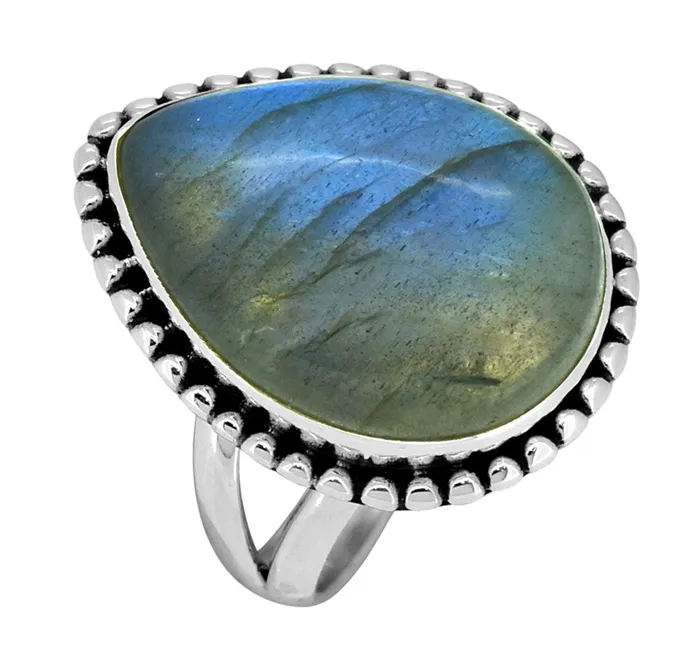 YoTreasure Rings Labradorite Solid 925 Sterling Silver Split Shank Ring Jewelry