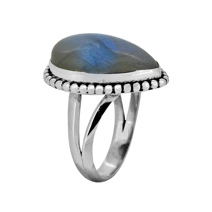 YoTreasure Rings Labradorite Solid 925 Sterling Silver Split Shank Ring Jewelry