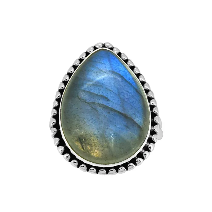 YoTreasure Rings Labradorite Solid 925 Sterling Silver Split Shank Ring Jewelry