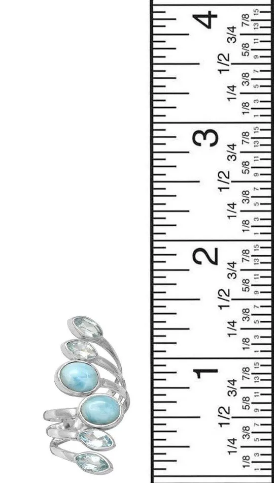 YoTreasure Rings Larimar Blue Topaz 925 Sterling Silver Gemstone Ring