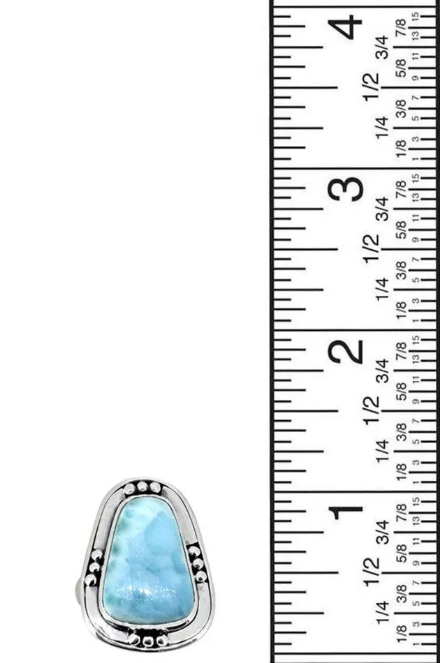 YoTreasure Rings Natural Larimar Solid 925 Sterling Silver Ring Jewelry YoTreasure Rings Natural Larimar Solid 925 Sterling Silver Ring Jewelry