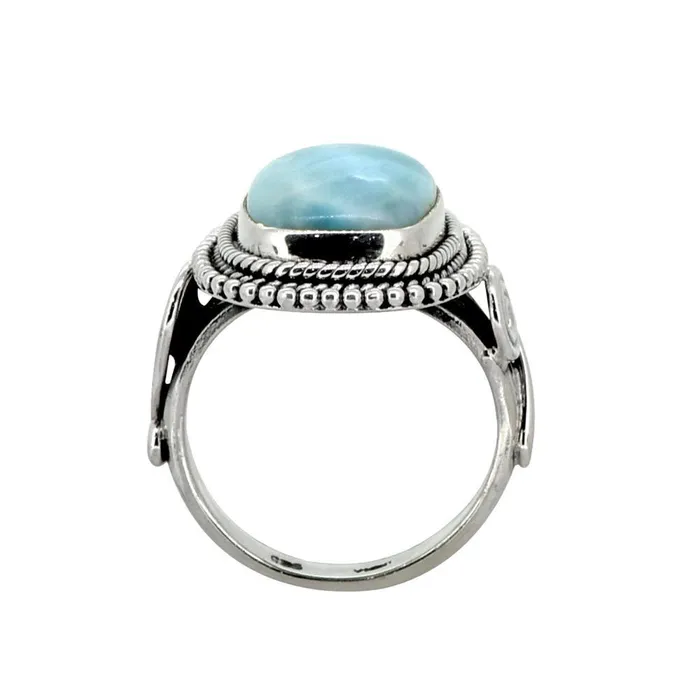YoTreasure Rings Natural Larimar Solid 925 Sterling Silver Ring Jewelry YoTreasure Rings Natural Larimar Solid 925 Sterling Silver Ring Jewelry