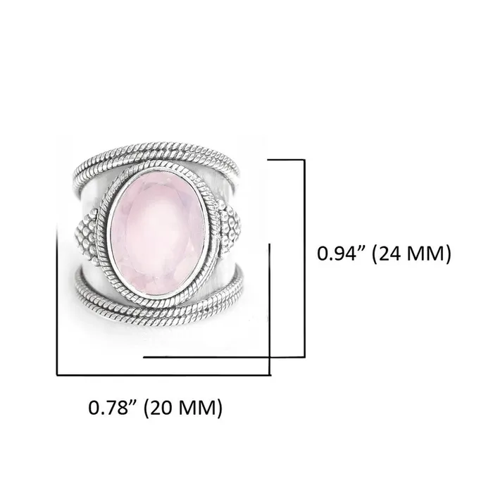 YoTreasure Rings Rose Quartz Solid 925 Sterling Silver Ring