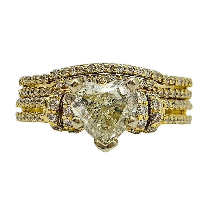 140 ctw yellow gold heart diamond engagement ring matching band Crown Jewels Coin Rings 140 ctw yellow gold heart diamond engagement ring matching band Crown Jewels Coin Rings