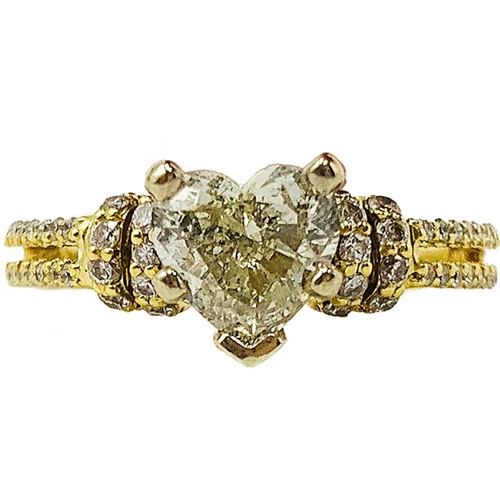 140 ctw yellow gold heart diamond engagement ring matching band Crown Jewels Coin Rings
