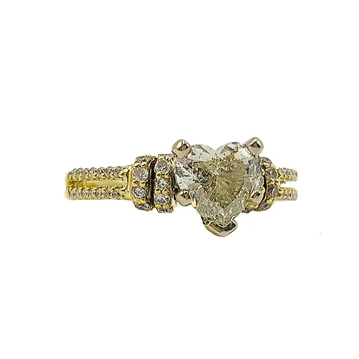 140 ctw yellow gold heart diamond engagement ring matching band Crown Jewels Coin Rings
