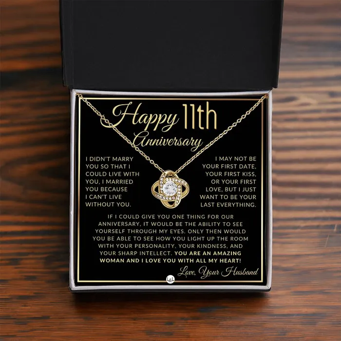 11th Anniversary Gift For Wife Beautiful Womens Pendant Necklace Heartfelt Anniversary Message ShineOn Fulfillment Necklaces