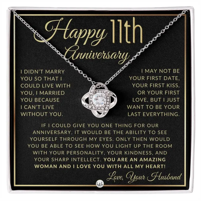 11th Anniversary Gift For Wife Beautiful Womens Pendant Necklace Heartfelt Anniversary Message ShineOn Fulfillment Necklaces