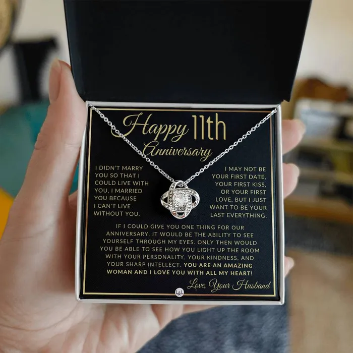 11th Anniversary Gift For Wife Beautiful Womens Pendant Necklace Heartfelt Anniversary Message ShineOn Fulfillment Necklaces