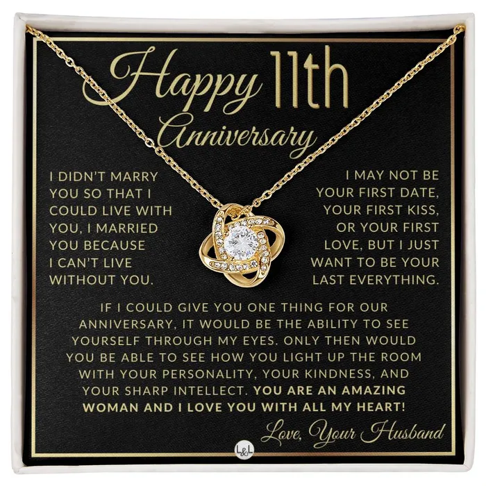 11th Anniversary Gift For Wife Beautiful Womens Pendant Necklace Heartfelt Anniversary Message ShineOn Fulfillment Necklaces