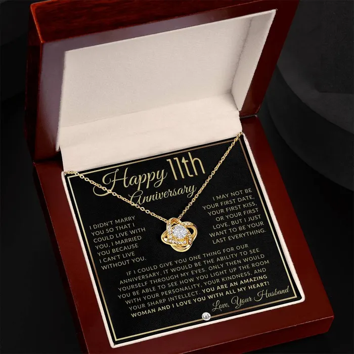 11th Anniversary Gift For Wife Beautiful Womens Pendant Necklace Heartfelt Anniversary Message ShineOn Fulfillment Necklaces