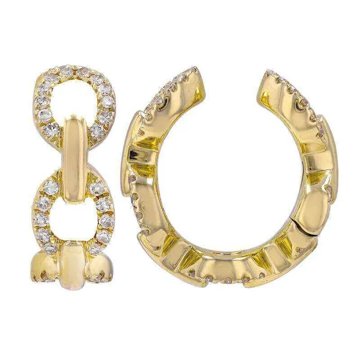 14K Gold Diamond Links Ear Cuff Izakov Diamonds Fine Jewelry Earrings