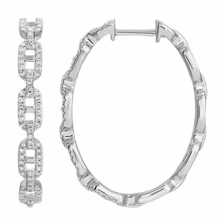 14K Gold Micro Pave Diamond Mariner Oval Hoops Izakov Diamonds Fine Jewelry PreStyled Sets