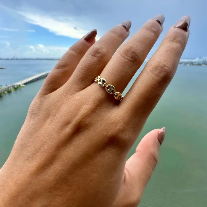 14K Gold Puff Mariner Link Ring Izakov Diamonds Fine Jewelry Rings