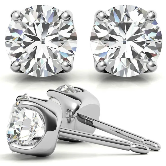 14K White Gold 100ctw Diamond Stud Earrings in Four Prong Solid Settings GEMS ONE CORPRATION Earrings
