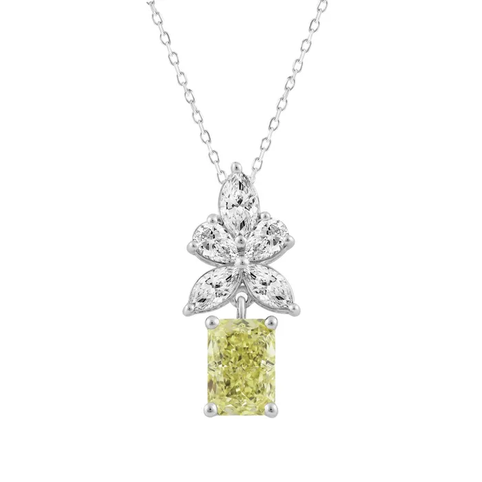 14K WHITE GOLD 2 14CT PEARMARQUISERADIANT DIAMOND LADIES PENDANT WITH CHAIN CENTER STONE RADIANT DIAMOND 1 12CT Ethos Necklaces 14K WHITE GOLD 2 14CT PEARMARQUISERADIANT DIAMOND LADIES PENDANT WITH CHAIN CENTER STONE RADIANT DIAMOND 1 12CT Ethos Necklaces