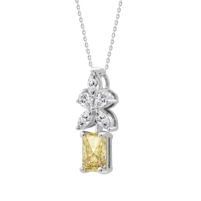 14K WHITE GOLD 2 14CT PEARMARQUISERADIANT DIAMOND LADIES PENDANT WITH CHAIN CENTER STONE RADIANT DIAMOND 1 12CT Ethos Necklaces 14K WHITE GOLD 2 14CT PEARMARQUISERADIANT DIAMOND LADIES PENDANT WITH CHAIN CENTER STONE RADIANT DIAMOND 1 12CT Ethos Necklaces