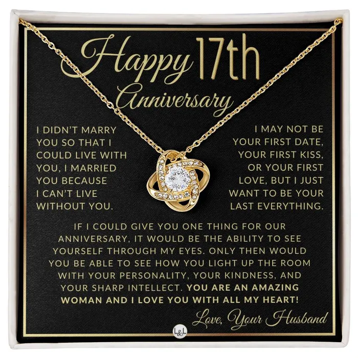 17th Anniversary Gift For Wife Beautiful Womens Pendant Necklace Heartfelt Anniversary Message ShineOn Fulfillment Necklaces 17th Anniversary Gift For Wife Beautiful Womens Pendant Necklace Heartfelt Anniversary Message ShineOn Fulfillment Necklaces