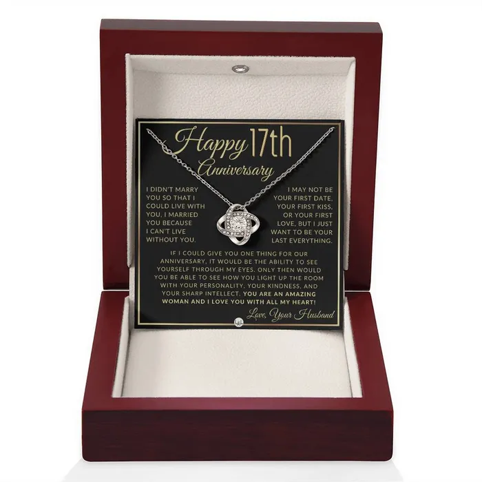 17th Anniversary Gift For Wife Beautiful Womens Pendant Necklace Heartfelt Anniversary Message ShineOn Fulfillment Necklaces