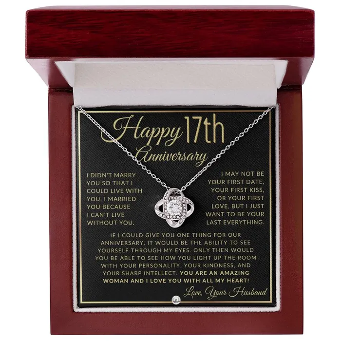 17th Anniversary Gift For Wife Beautiful Womens Pendant Necklace Heartfelt Anniversary Message ShineOn Fulfillment Necklaces