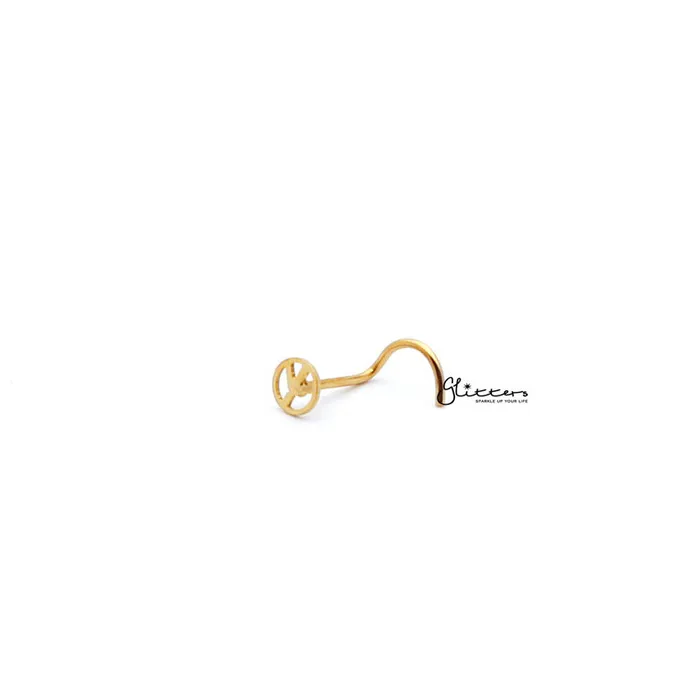 20 Gauge Surgical Steel Peace Sign Nose ScrewSilver Gold Glitters Earrings