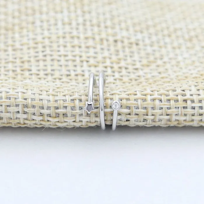 3 Lines Ear Cuff with Star and CZ Silver Glitters Earrings