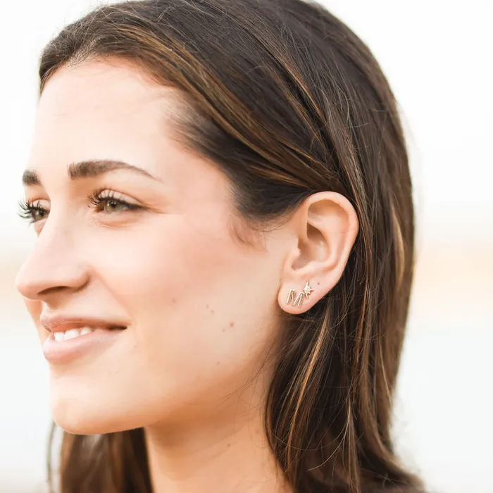 302 Fine Jewelry Personalized Initial Wear Everyday Stud Earring Solid 14K Yellow Gold AZ Earrings