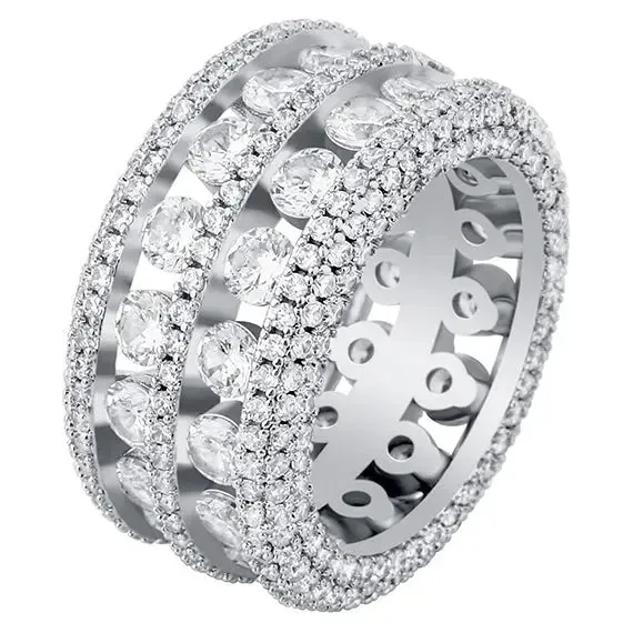 5 Row Diamond Band Ring in White Gold The Icetruck Rings