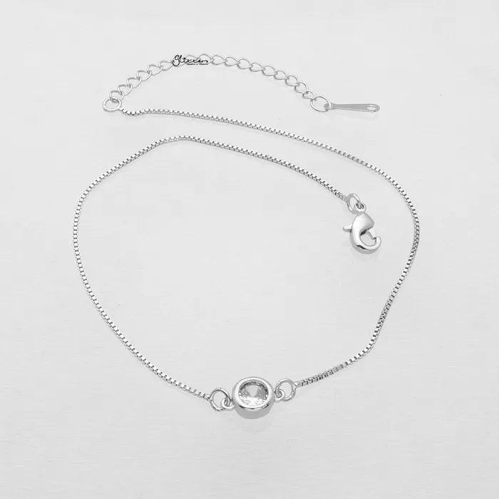 5mm Round CZ Anklet Silver Glitters Rings