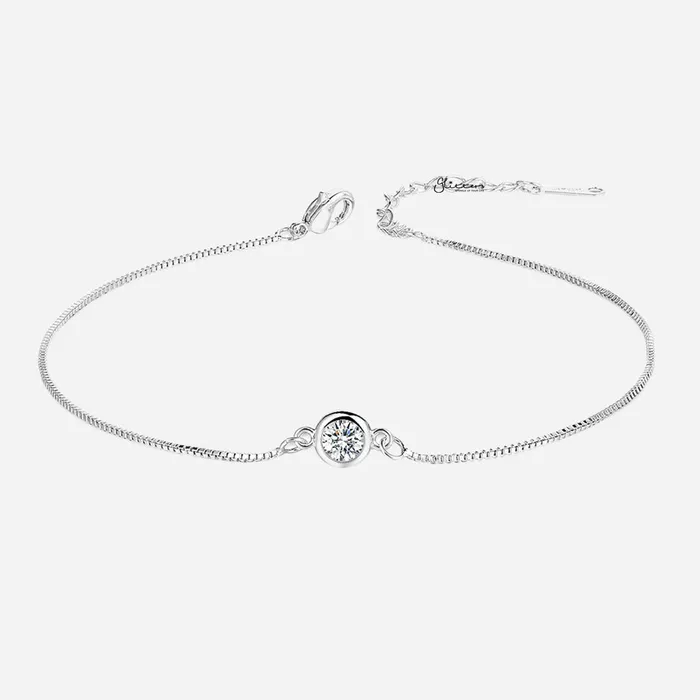 5mm Round CZ Anklet Silver Glitters Rings