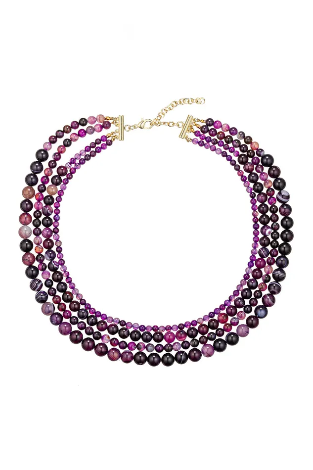 Agate MultiStrand Beaded Necklace Eye Candy LA Necklaces