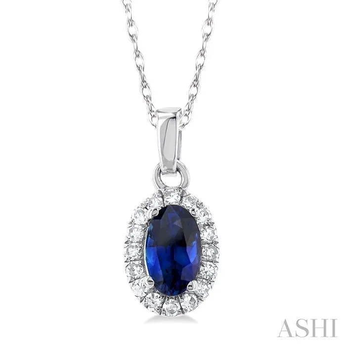 ASHI DIAMONDS Necklaces 10K White Gold 07ctw Halo Style Sapphire Necklace