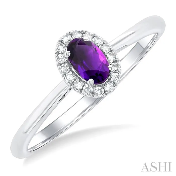 ASHI DIAMONDS Rings 10K White Gold 007ctw Halo Style Amethyst and Diamond Ring