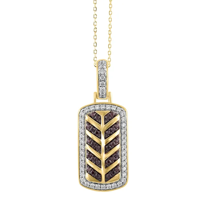 AV Charm Necklaces MENS CHARM PENDANT 075CT ROUND DIAMOND 10K YELLOW GOLD
